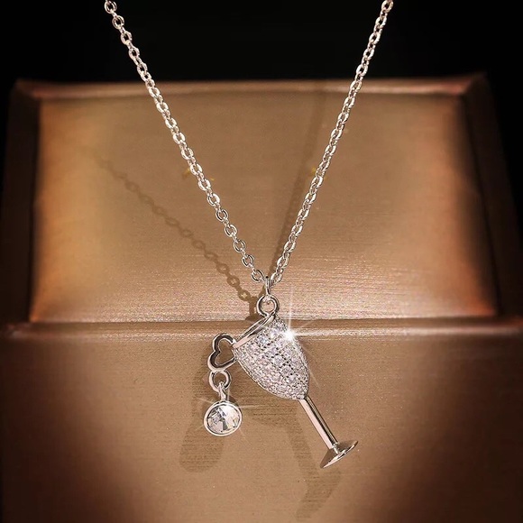 👏🏼Clearance👏🏼S925 Stamped Wine Glass Pendant necklace for women - Picture 3 of 7